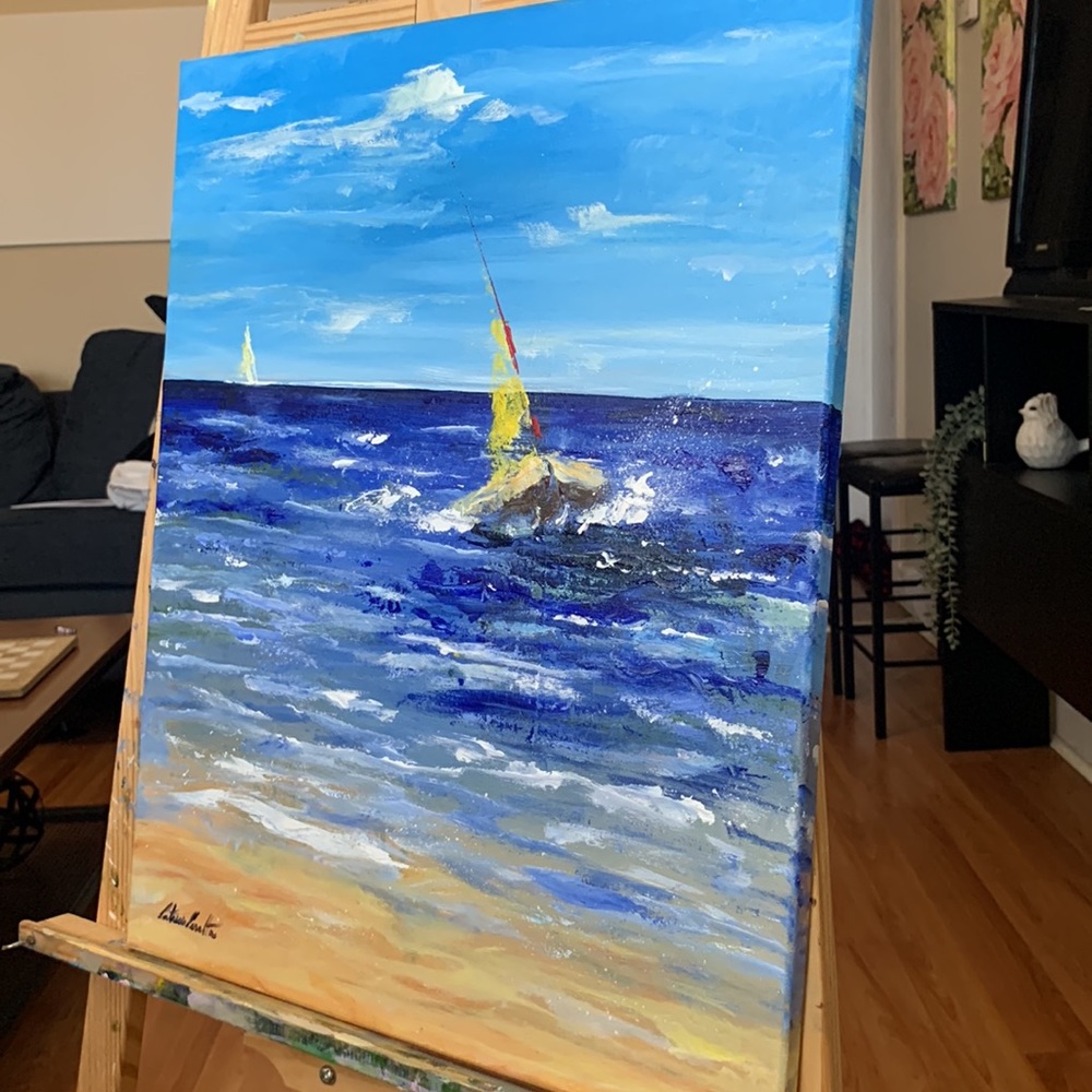 Caribbean Sea. Acrylic on canvas 16 x 20 inches. Artwork - Picture 3 of 4